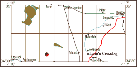 Modern map showing Lane's location